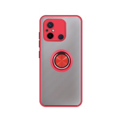 Funda con Anilla de Soporte para Xiaomi Redmi 12c Rojo
